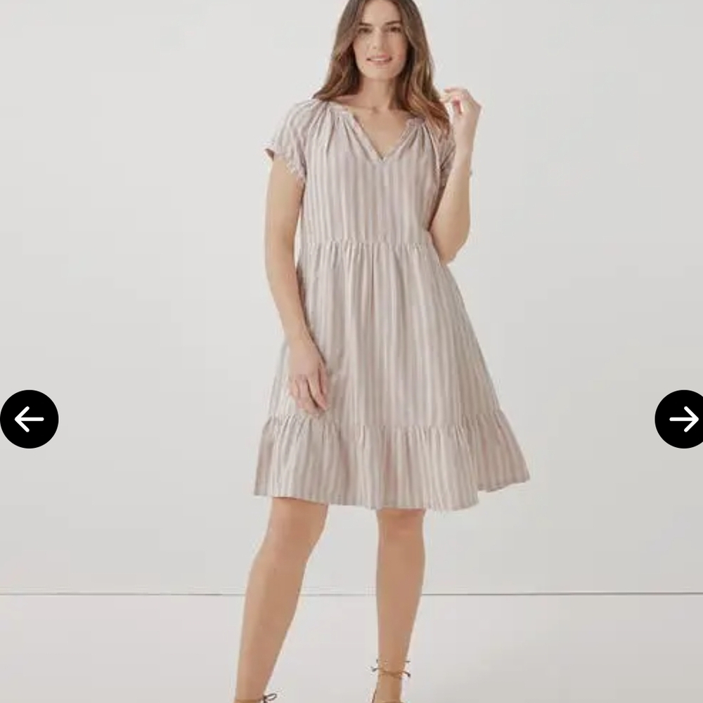 Pact Striped Midi Dress in Cream and Gray